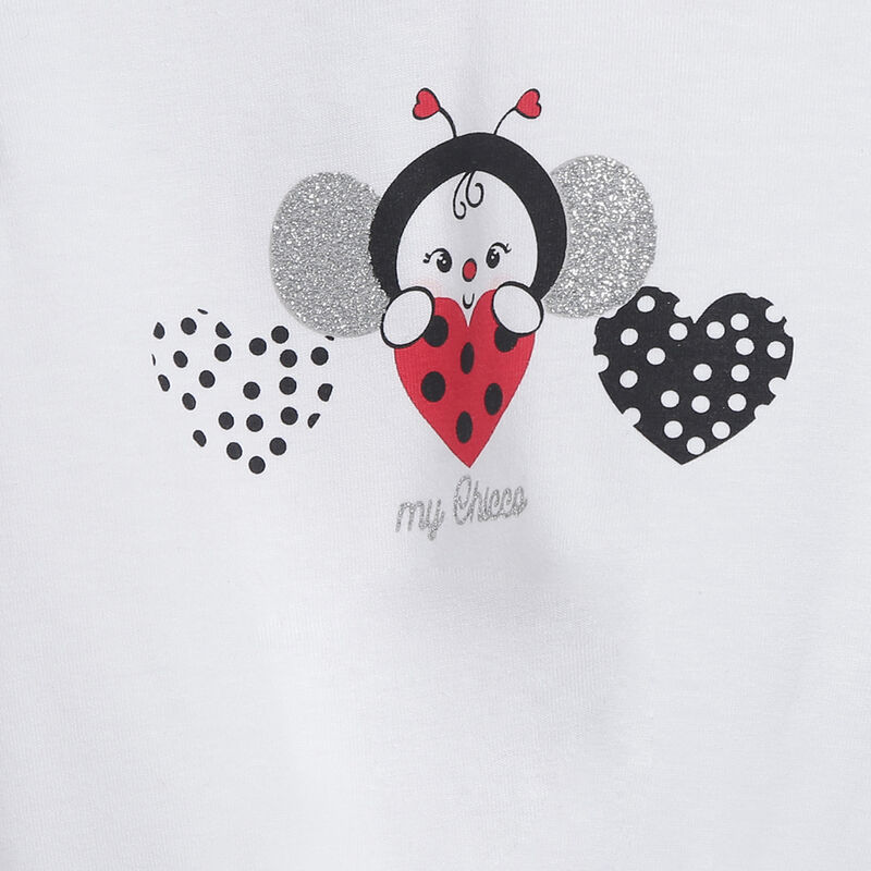 Girls White Printed Short Sleeve T-shirt image number 2